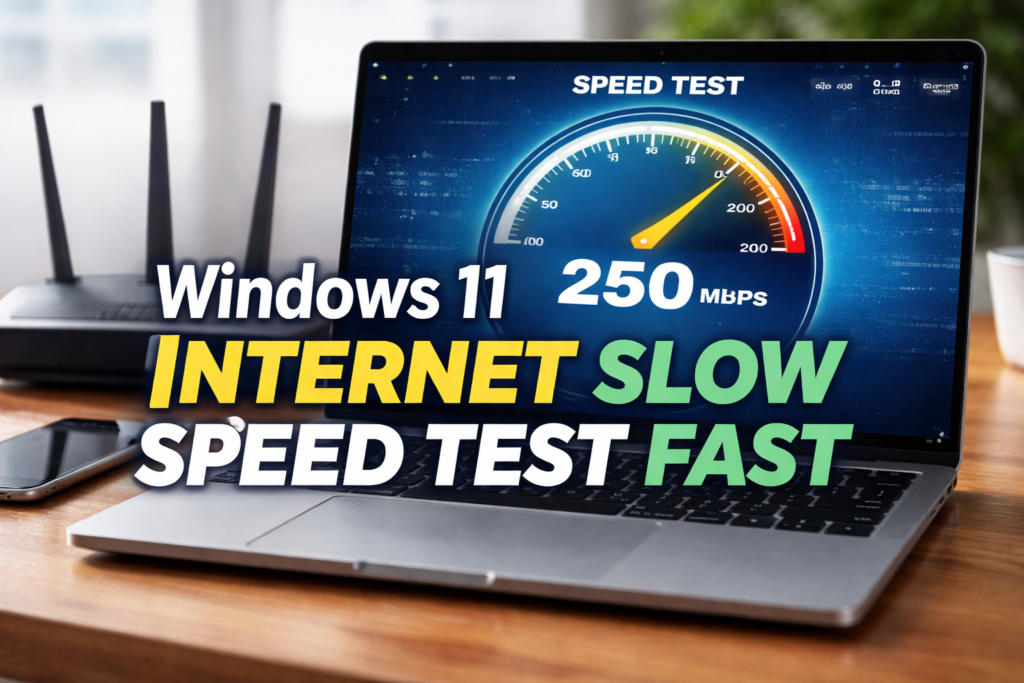 Speed test fast but browsing slow issue on Windows 11 laptop