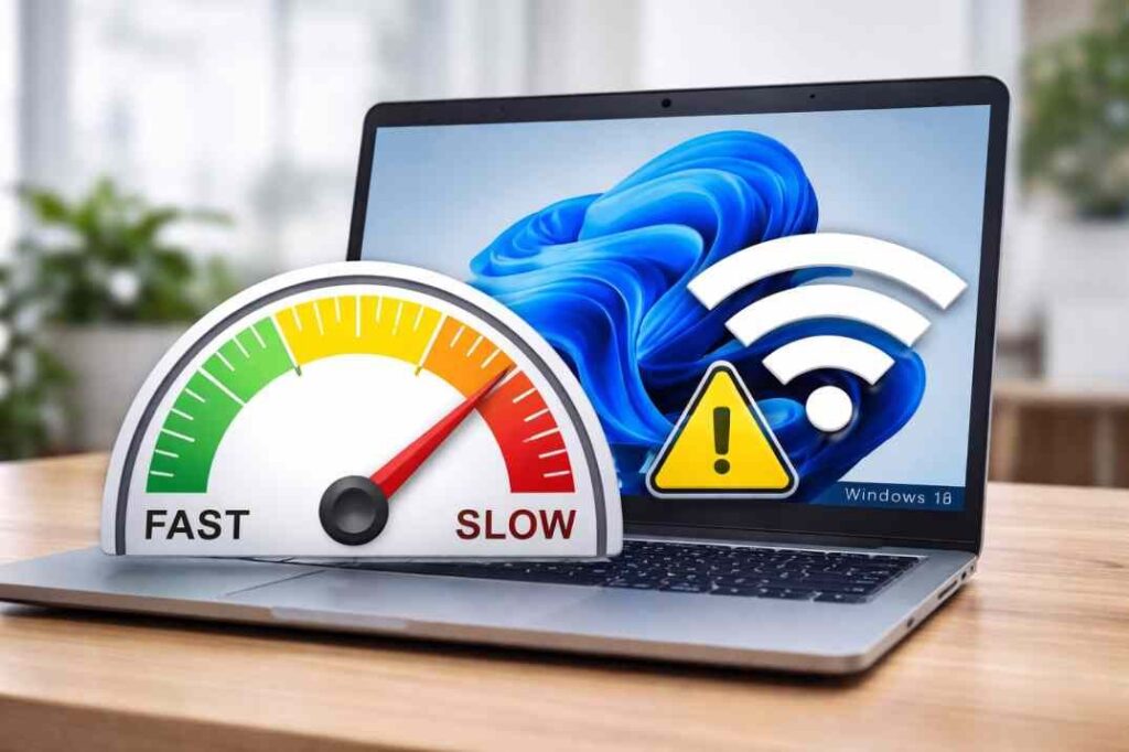 Windows 11 laptop showing “No Internet, Secured” error on WiFi with network troubleshooting screen open