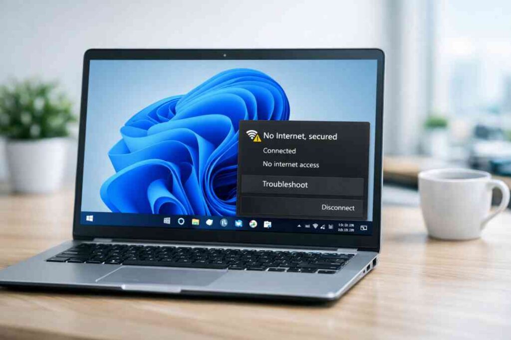Windows 11 no internet secured WiFi issue on laptop