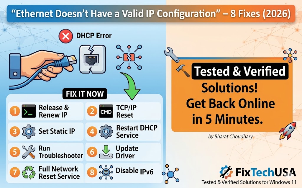 "Ethernet Doesn't Have a Valid IP Configuration" – 8 Fixes
