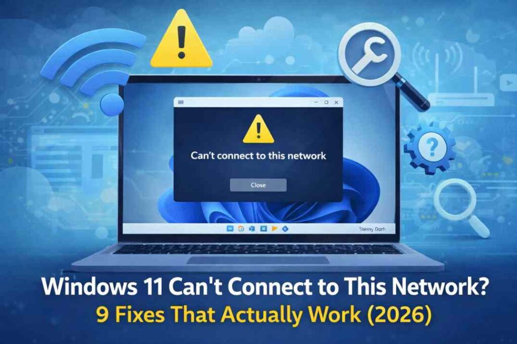 Windows 11 can't connect to this network error fix on laptop WiFi connection problem
